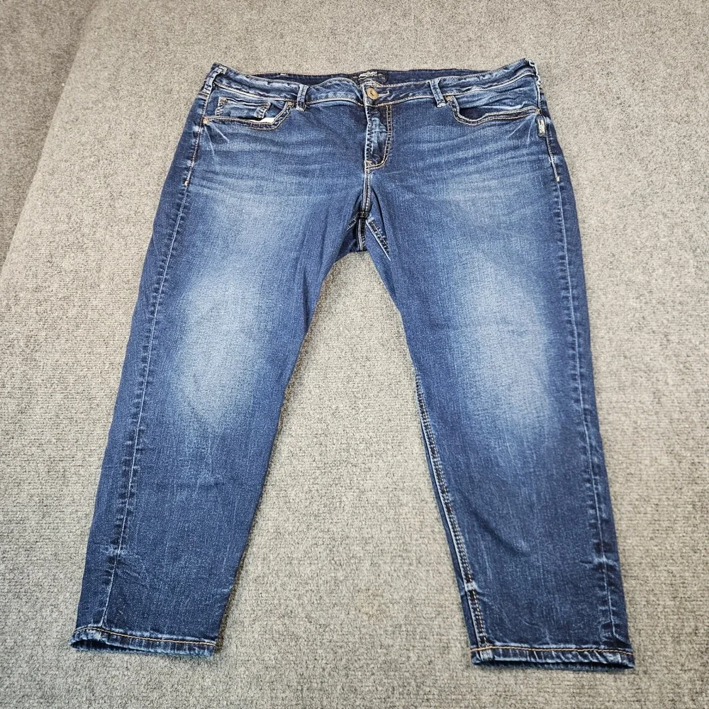 Silver Jeans Co Suki Skinny Crop Jeans Womens 22 Dark Wash Denim W43969SSX404